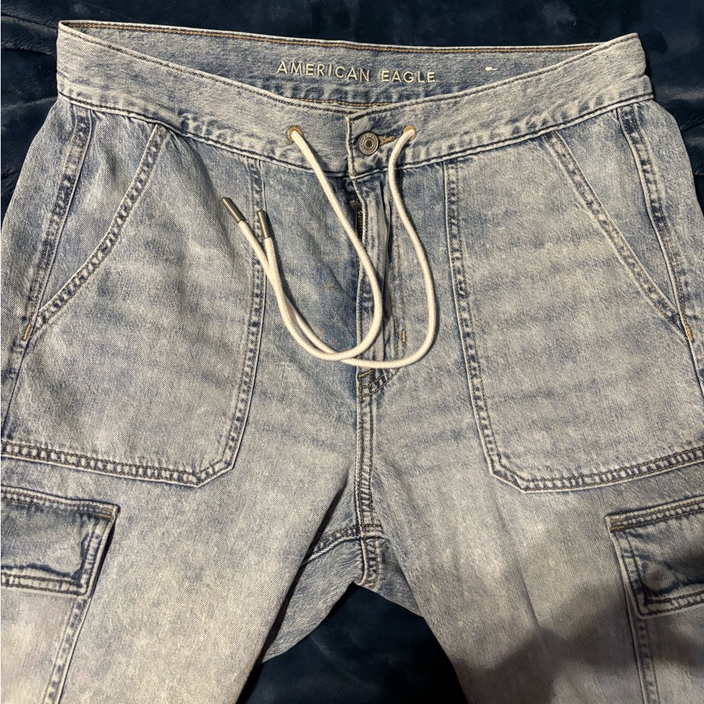 American Eagle Super High-Waisted Cargo Denim Jogger